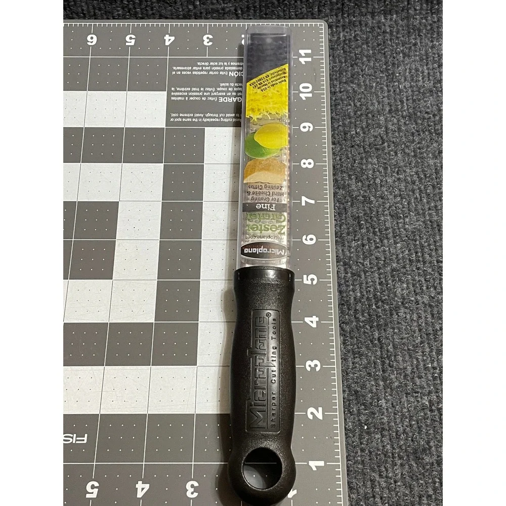Microplane Fine Zester Grater Black Handle Stainless Steel with Cover 12 Inch